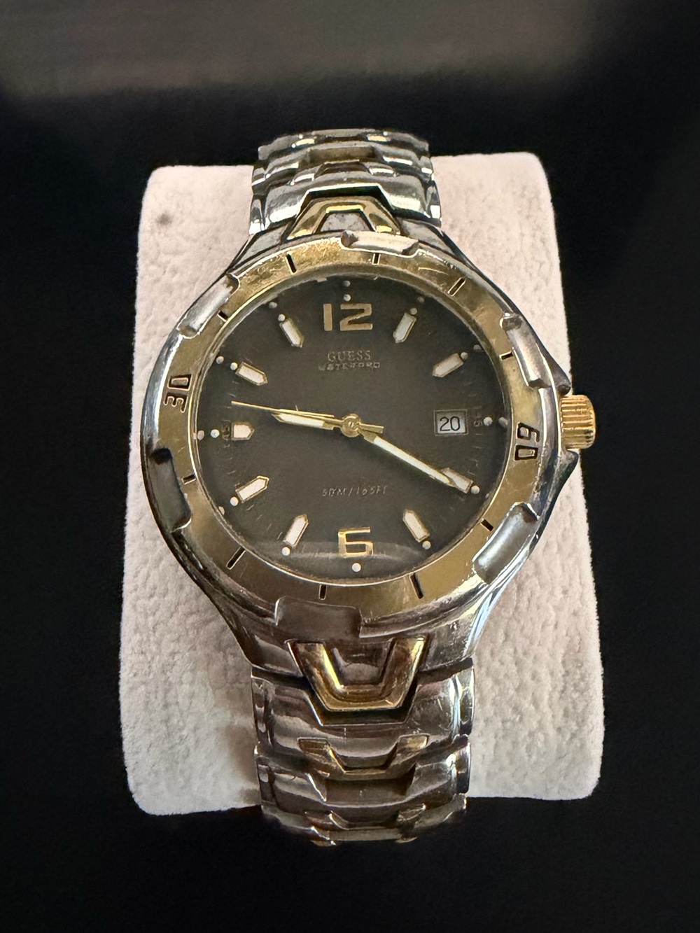 Guess Two-Tone Silver and Gold Men's Vintage Watch with Gray Dial